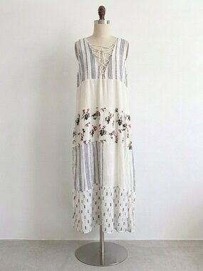 Patchwork Floral Boho Midi Maxi Dress Beach Cottagecore